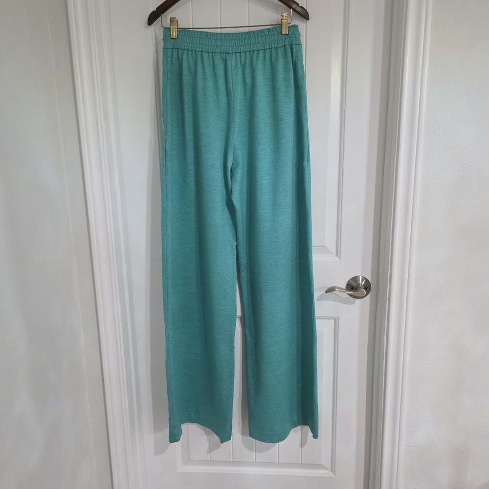 NWT MaxMara Linen Wide Leg Trousers Sweats Joggers Sz‎ 8 Green - Picture 5 of 7